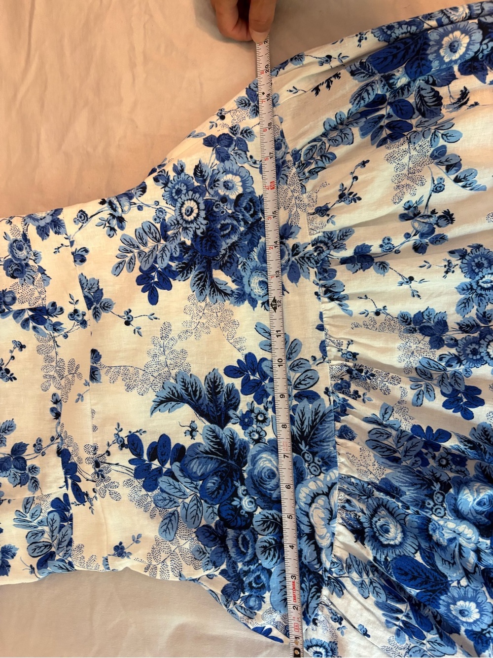 Maeve Anthropologie Blue Floral Drop Waist Maxi Dress XS Linen Blend - Picture 12 of 12